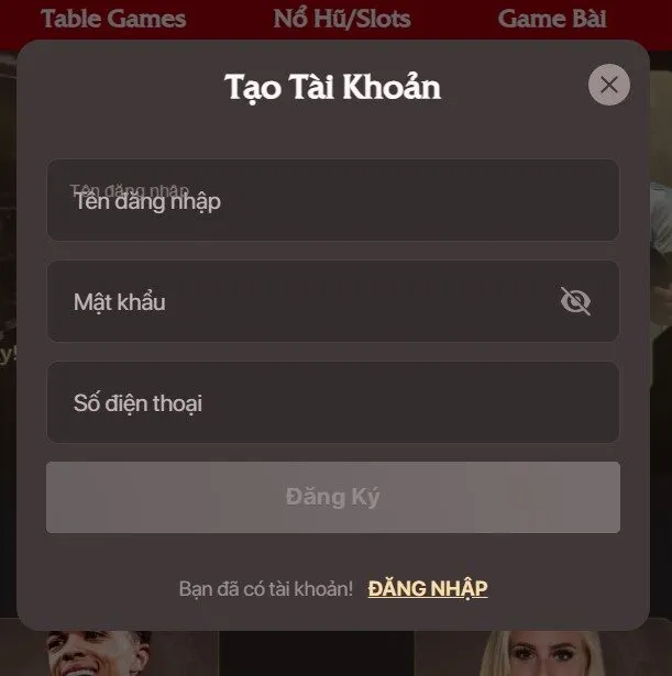Chỉ 1 phút, anh em đã có thể tạo tài khoản Xo88